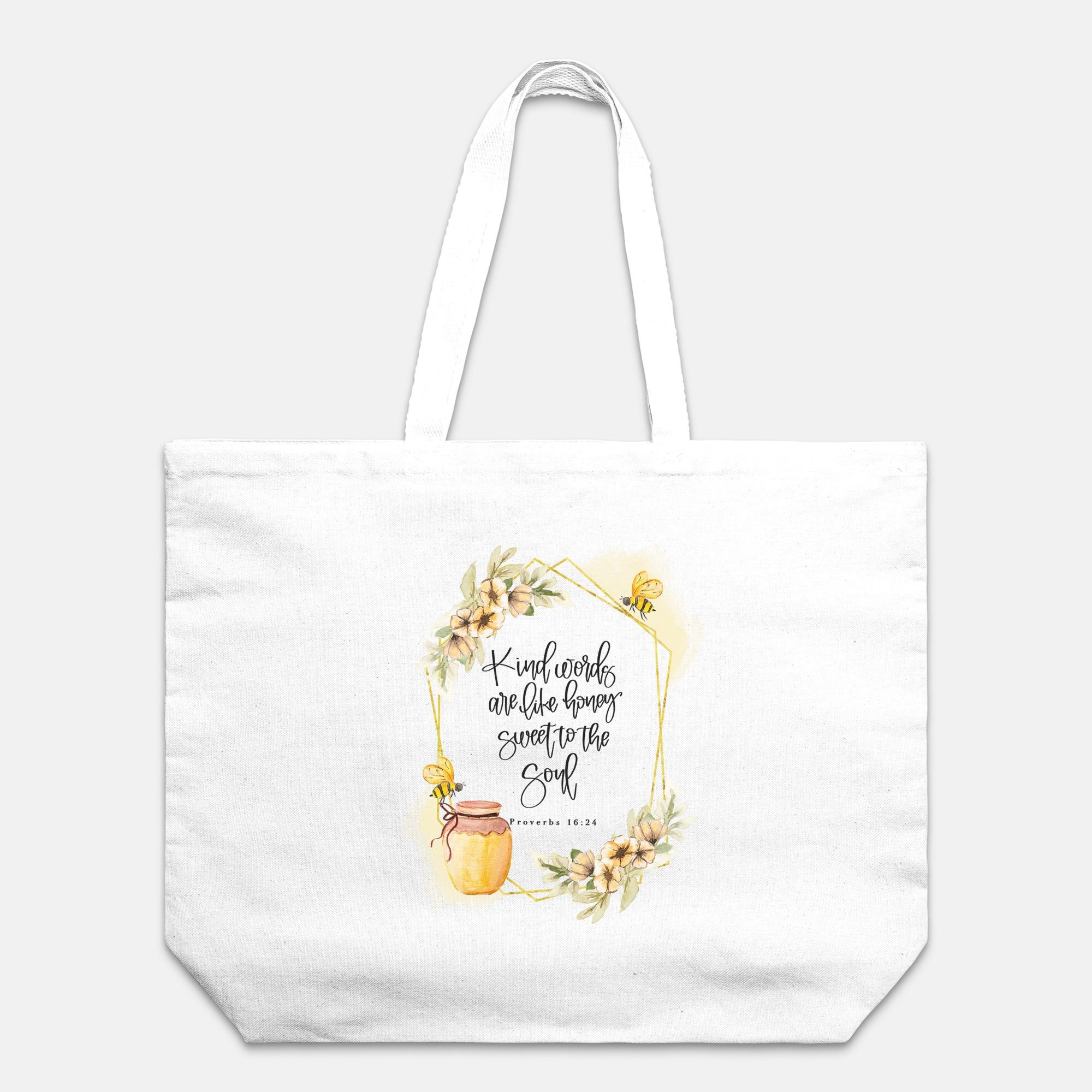 Proverbs 16:24 Cotton Canvas Oversized Tote