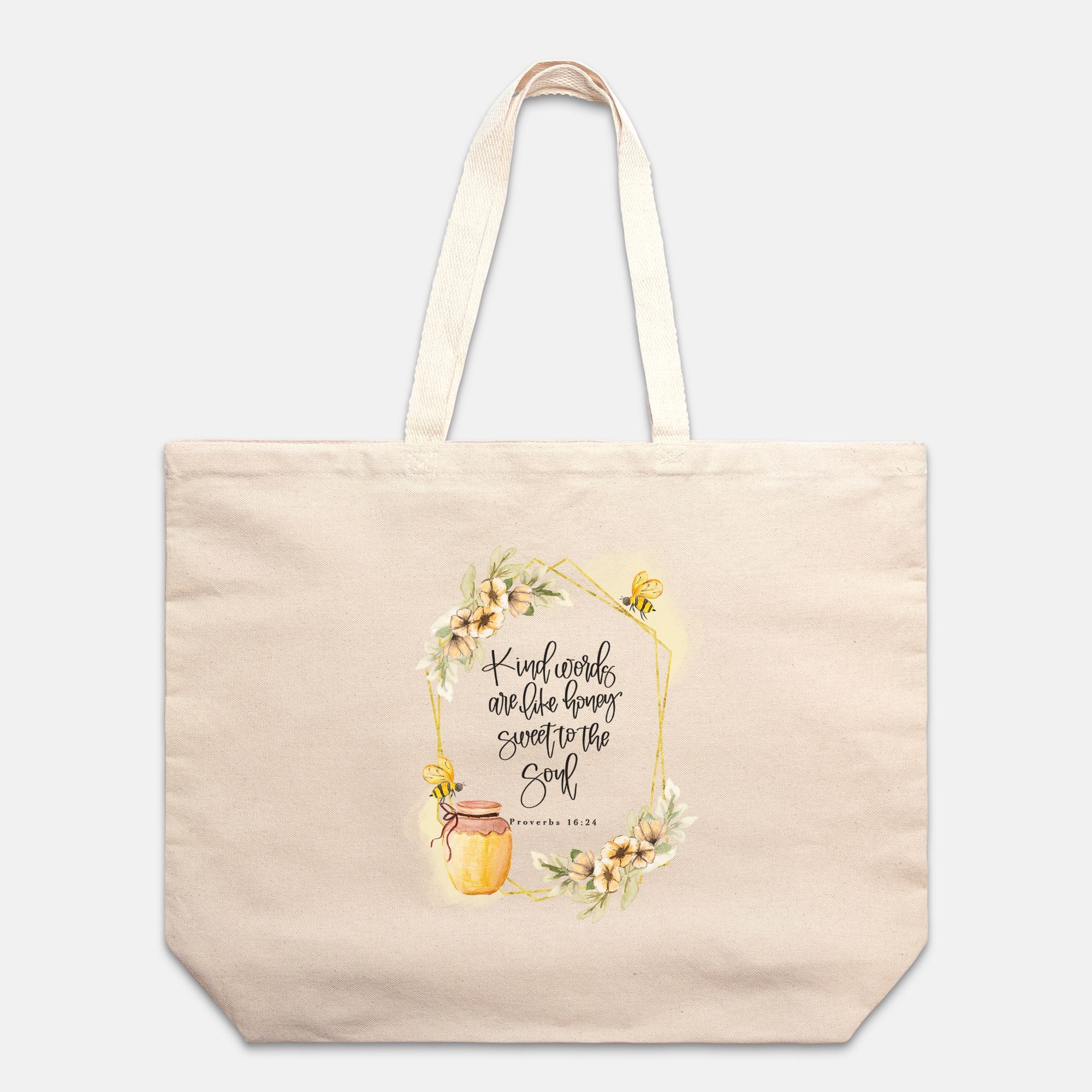 Proverbs 16:24 Cotton Canvas Oversized Tote