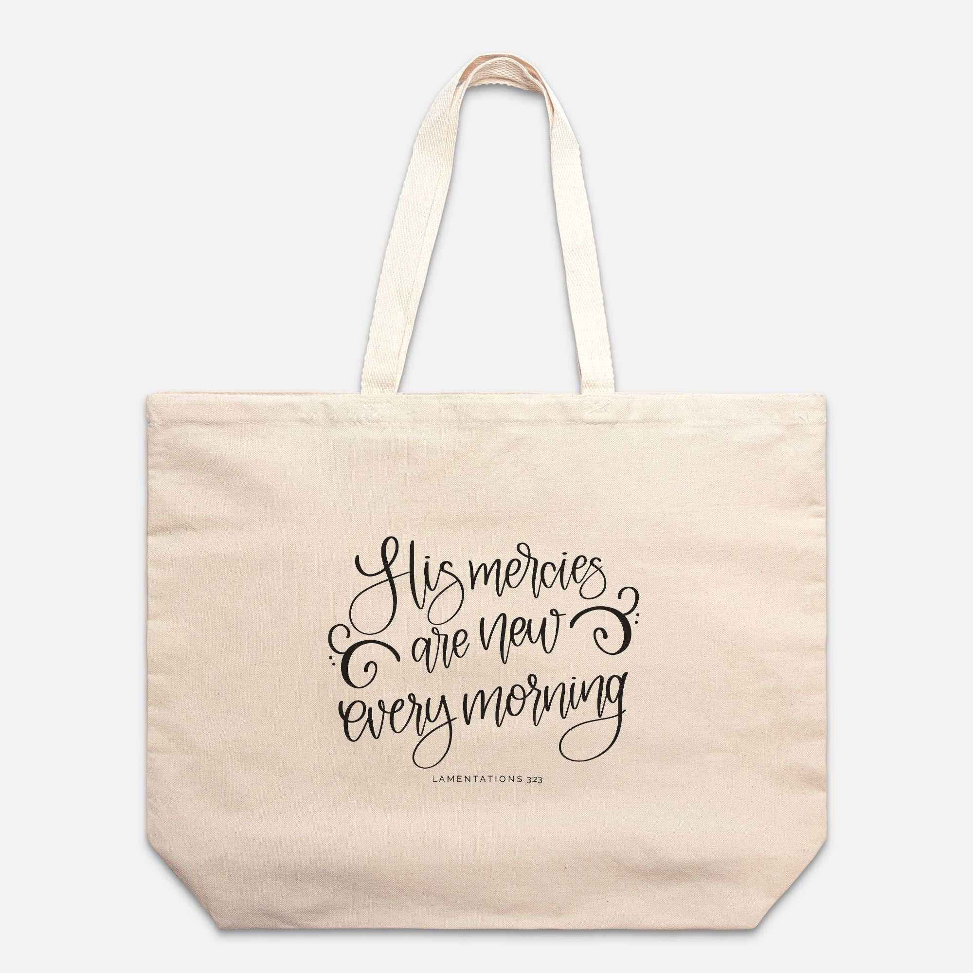 Bolso tote extragrande de lona de algodón His Mercies