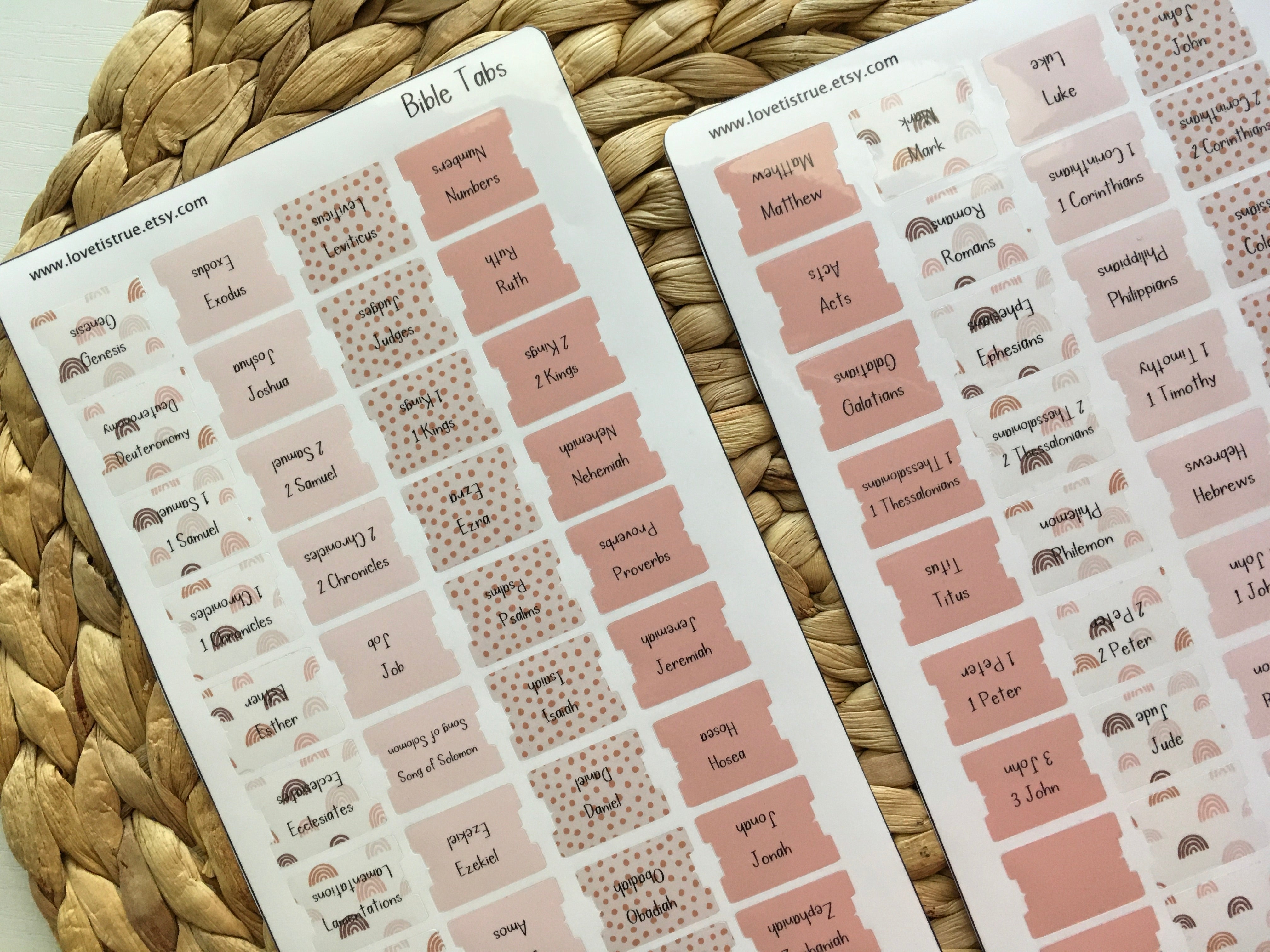 Bible Tabs Laminated Mini  - Rainbow Pink
