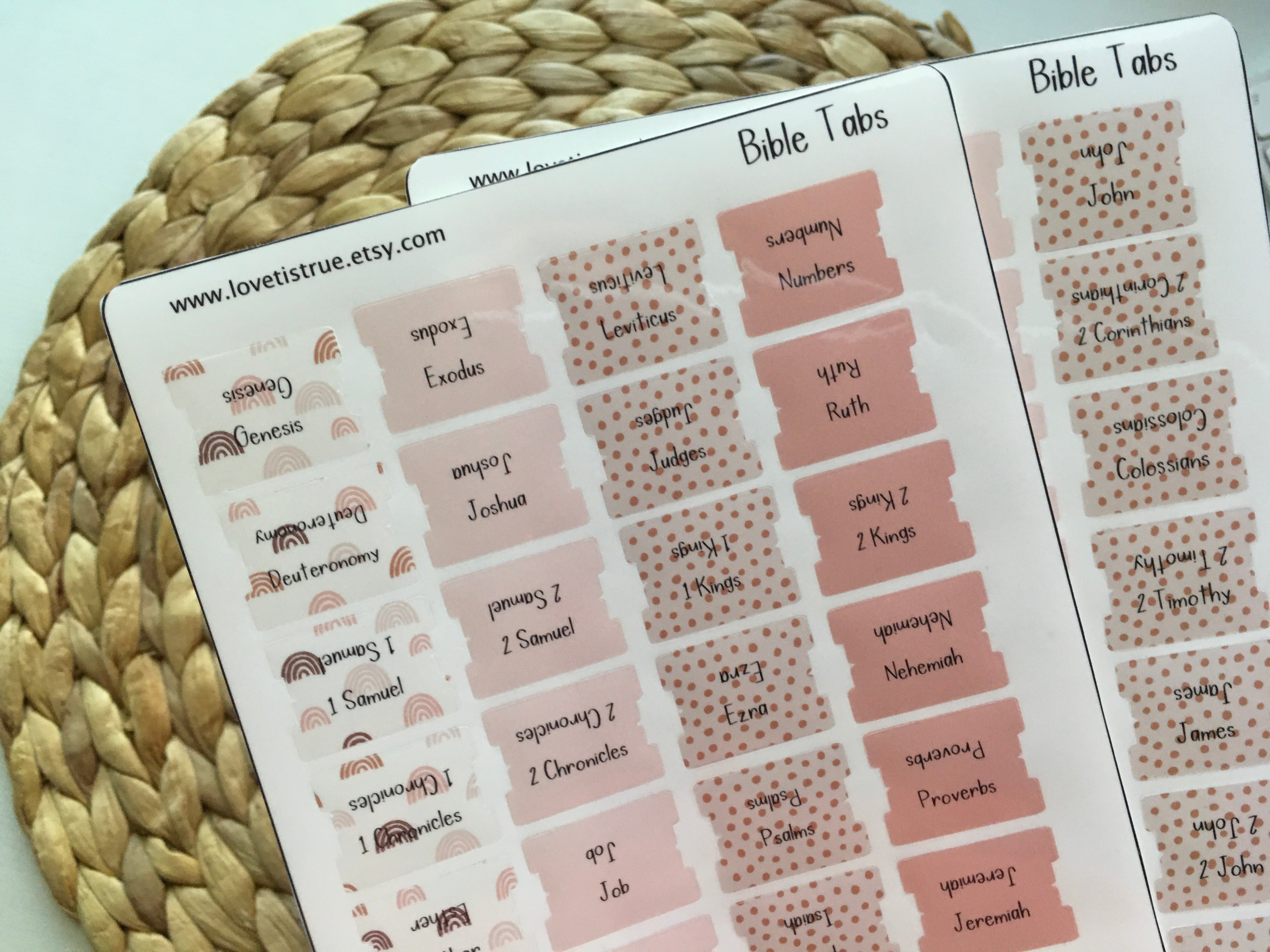 Bible Tabs Laminated Mini  - Rainbow Pink