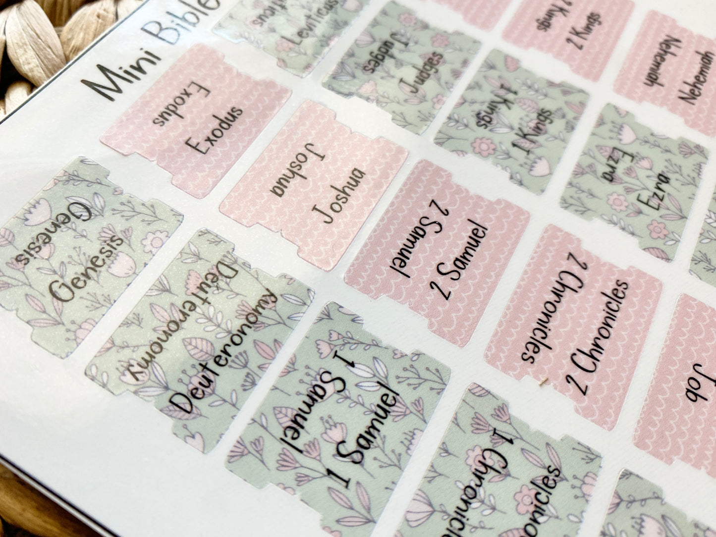 Bible Tabs Laminated Mini  - Pink & Green Florals