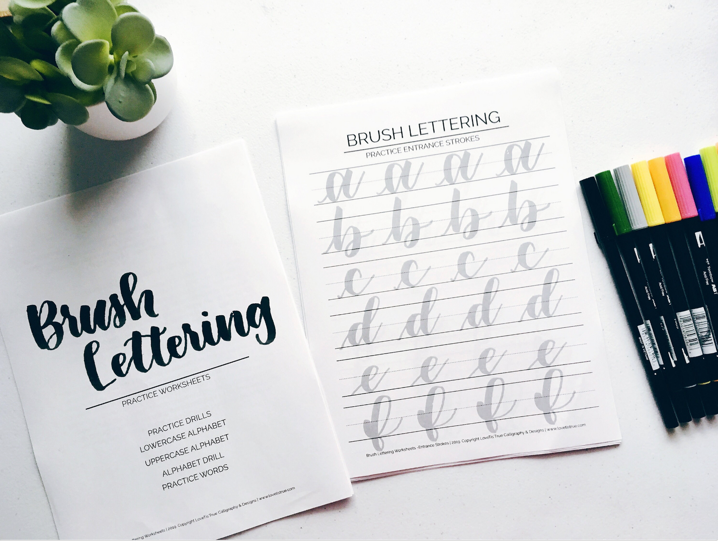 Brush Lettering - Hand Lettering Worksheets