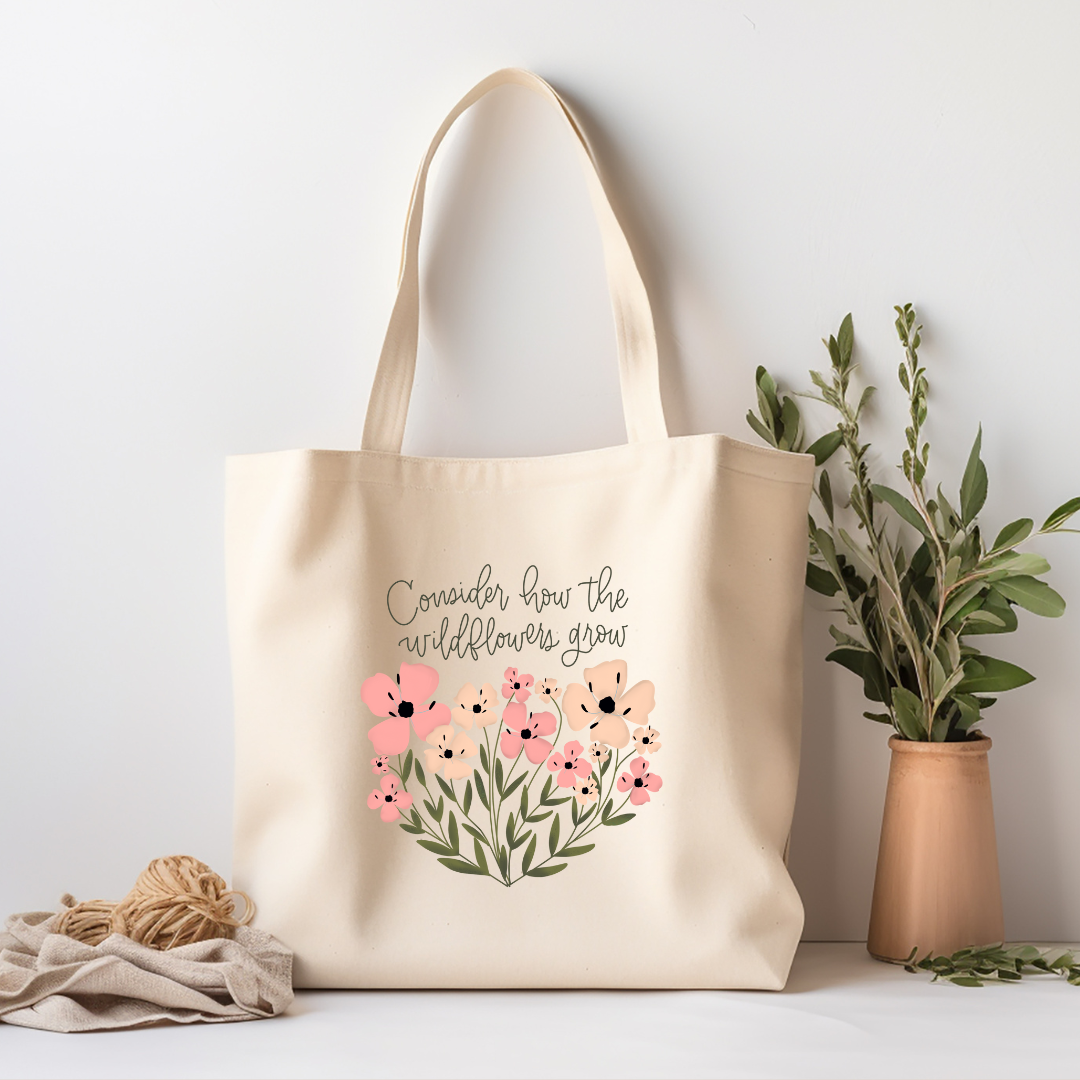 Considere cómo crecen las flores silvestres Bolso tote extragrande de lona de algodón