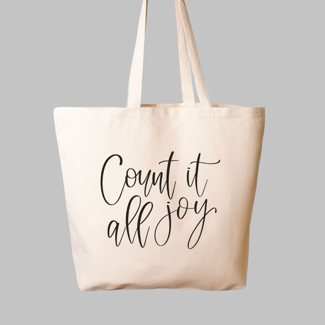 Count It All Joy Canvas Cotton Oversized Tote