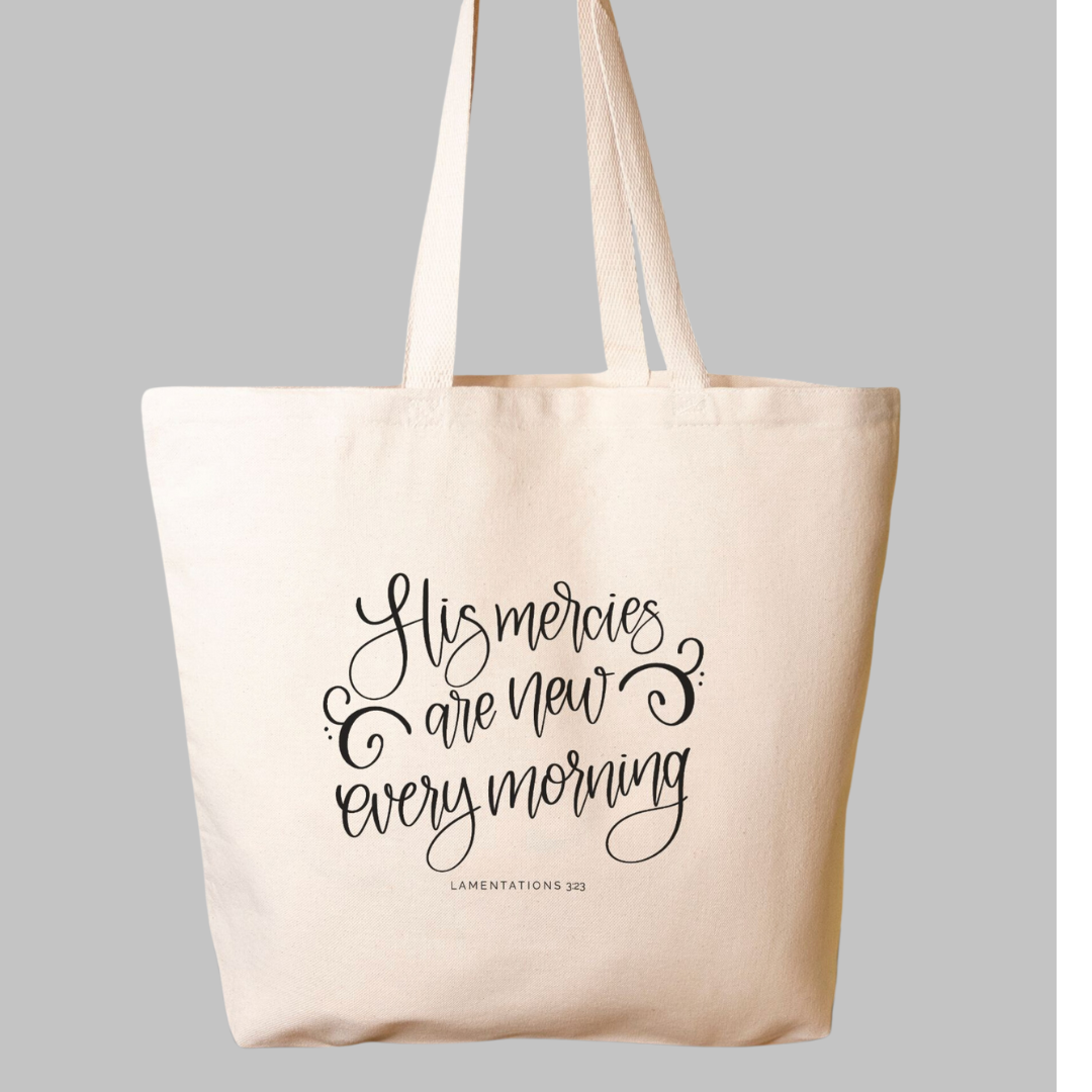 Bolso tote extragrande de lona de algodón His Mercies
