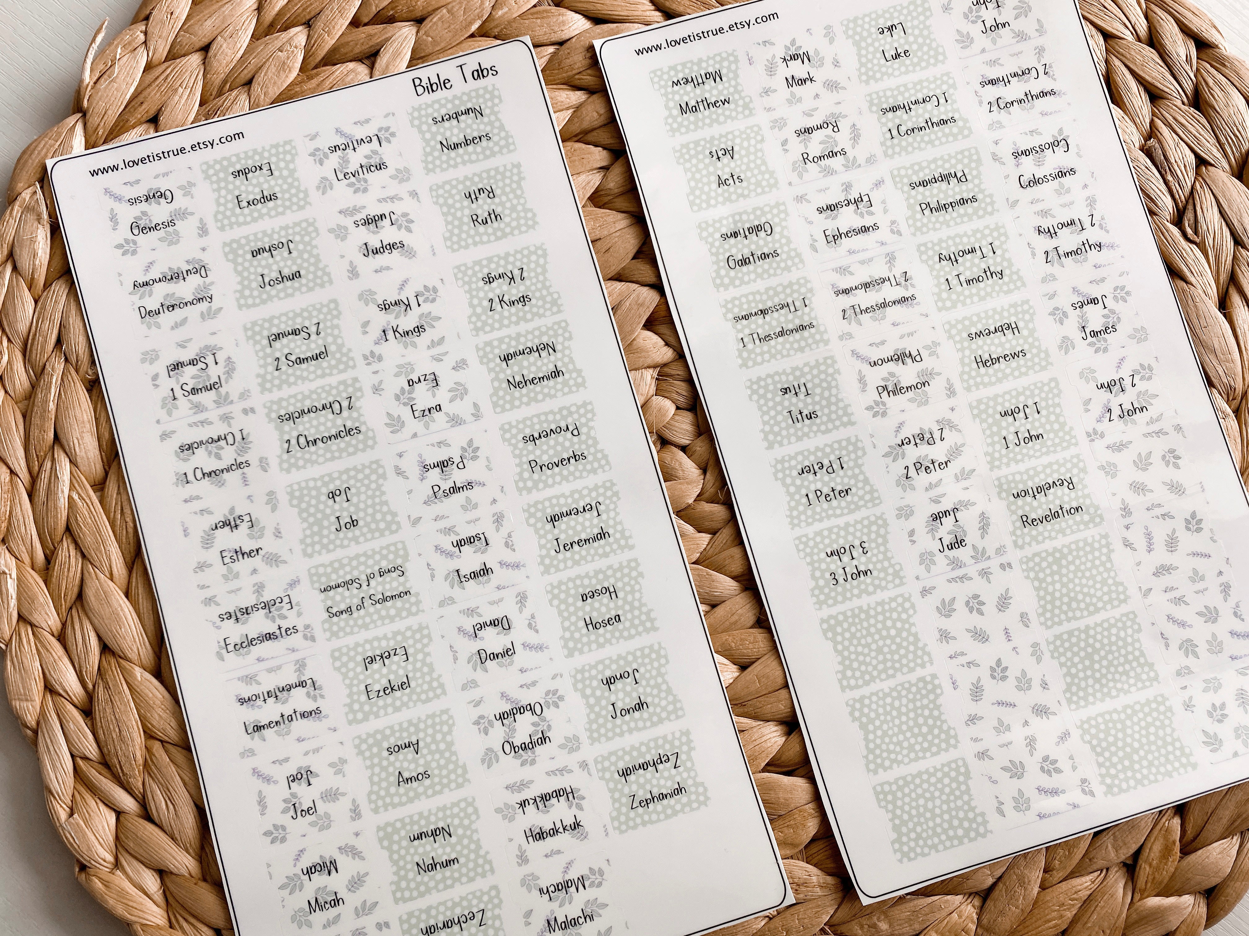 Bible Tabs Laminated Mini - Spring Leaves