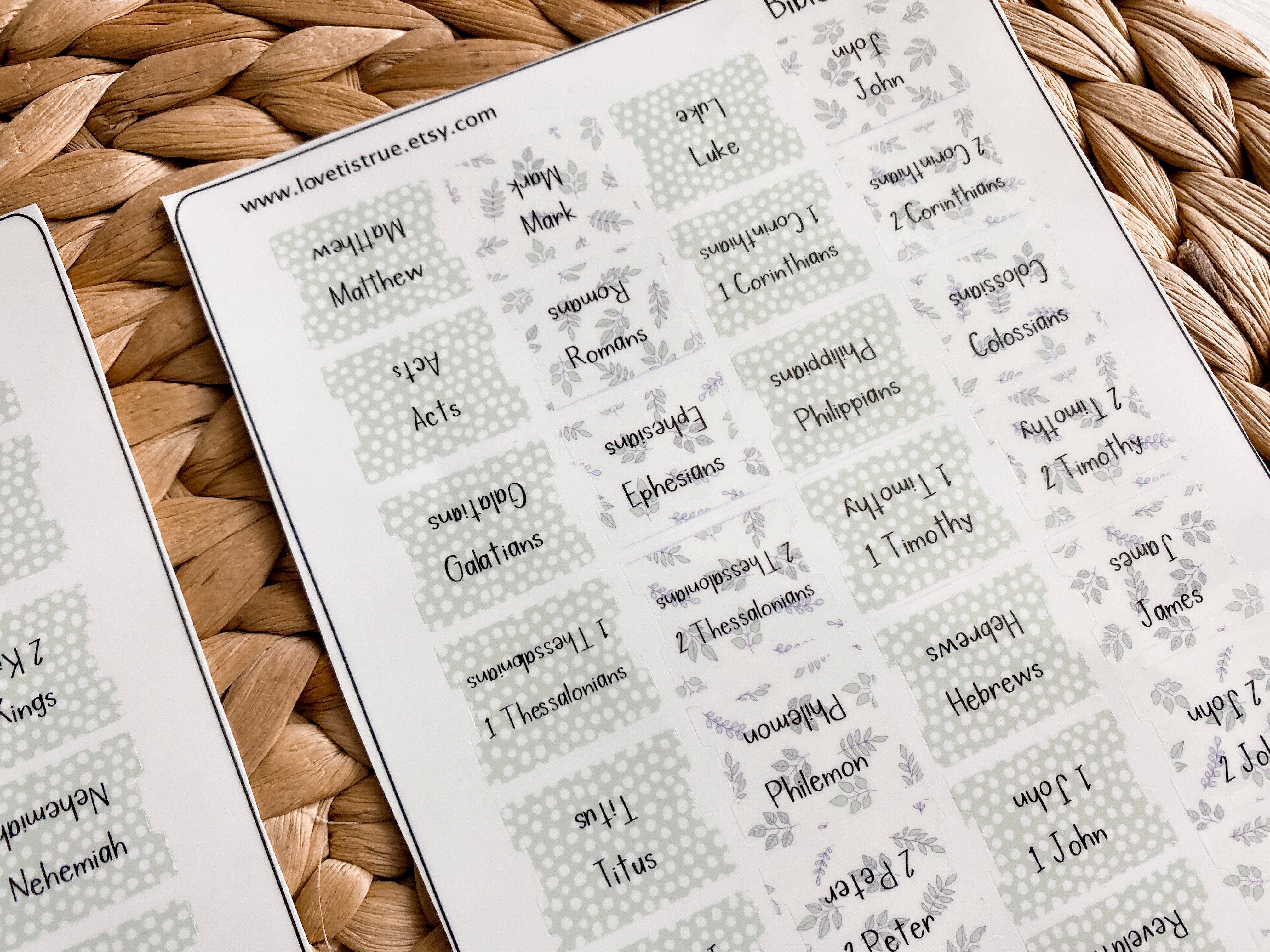 Bible Tabs Laminated Mini - Spring Leaves